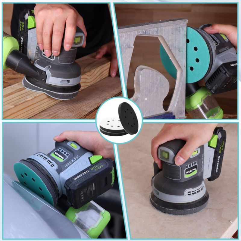 Almohadillas de Lijado WORKPRO 125 mm 80‑320 Granulometría 8‑agujeros