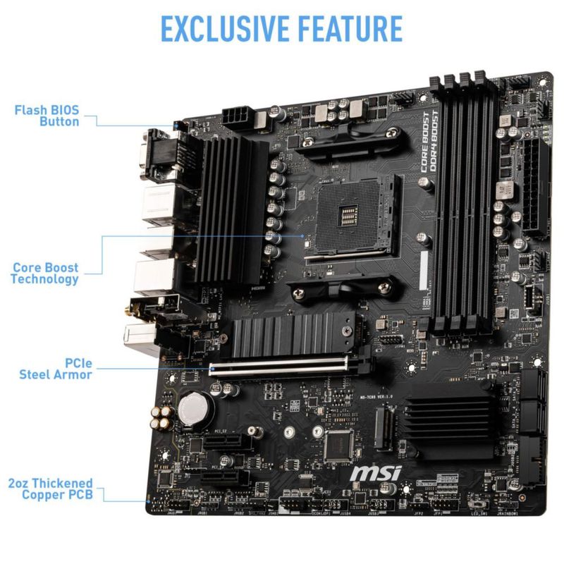 Placa madre MSI B550M PRO-VDH WiFi serie PRO AMD Ryzen 5000