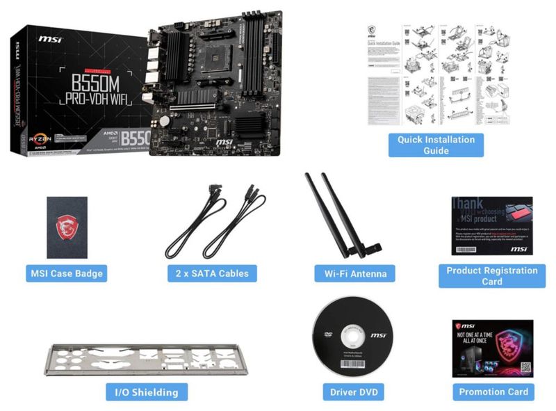 Placa madre MSI B550M PRO-VDH WiFi serie PRO AMD Ryzen 5000
