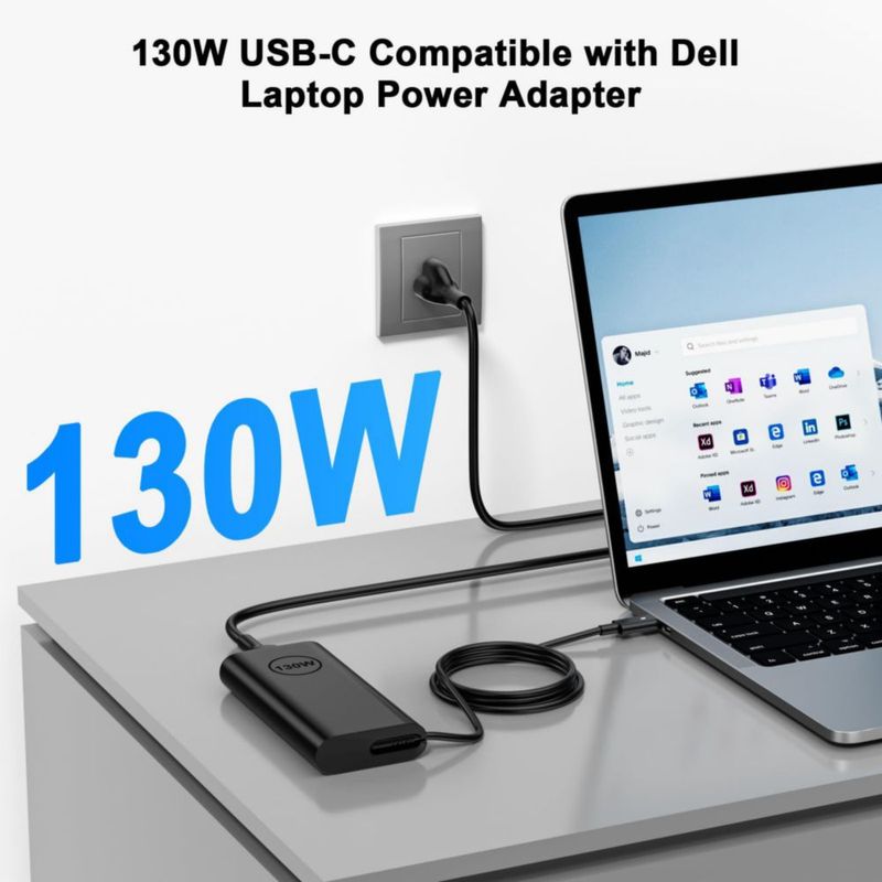 Cargador de portátil Ryaobwu 130 W 4.5 mm para Dell XPS/Precision