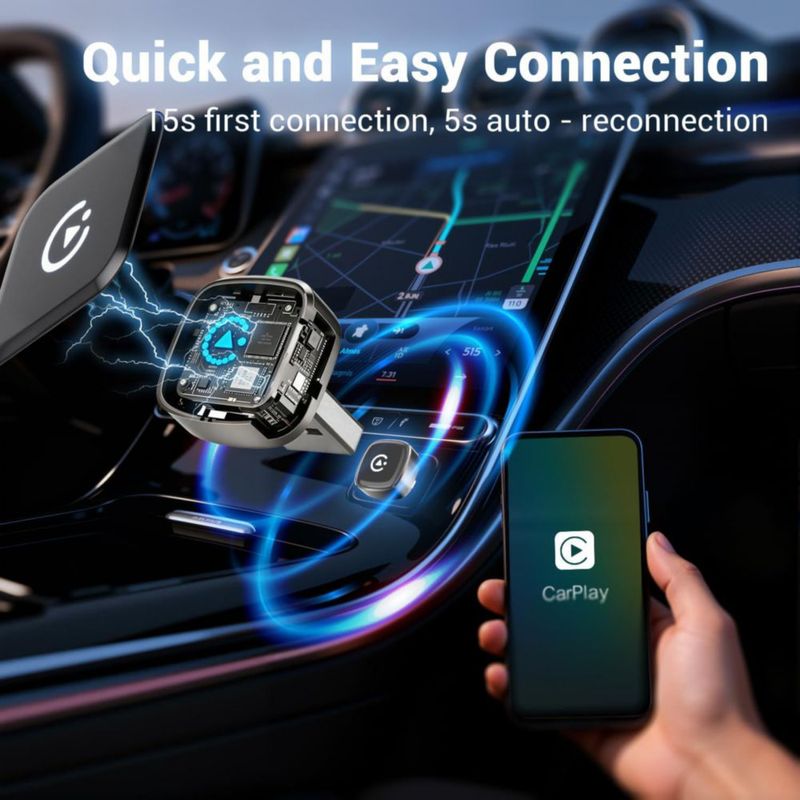 Adaptador CarPlay Inalámbrico Pluvixa Plug & Play Gris
