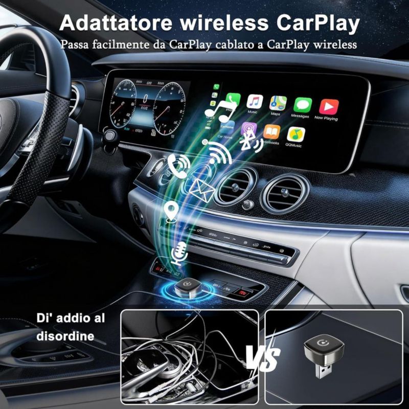 Adaptador CarPlay Inalámbrico Pluvixa Plug & Play Gris