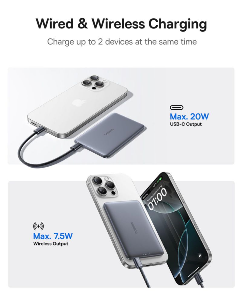 Batería externa Baseus Picogo 5000 mAh MagSafe Ultra Slim 08 cm