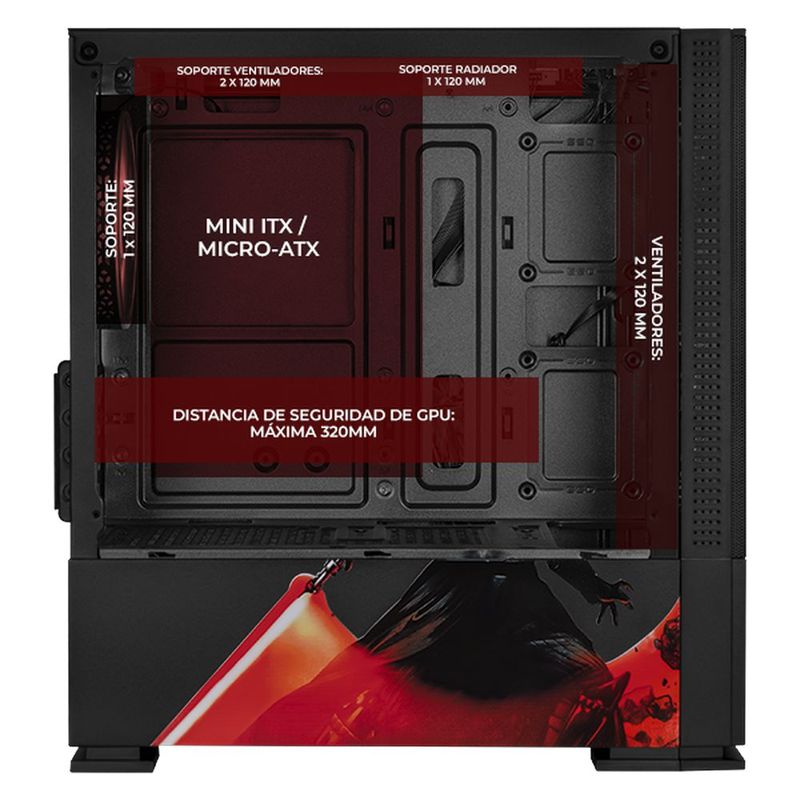 Gabinete xtreme pc darth vader edition mini torre 3 fan argb