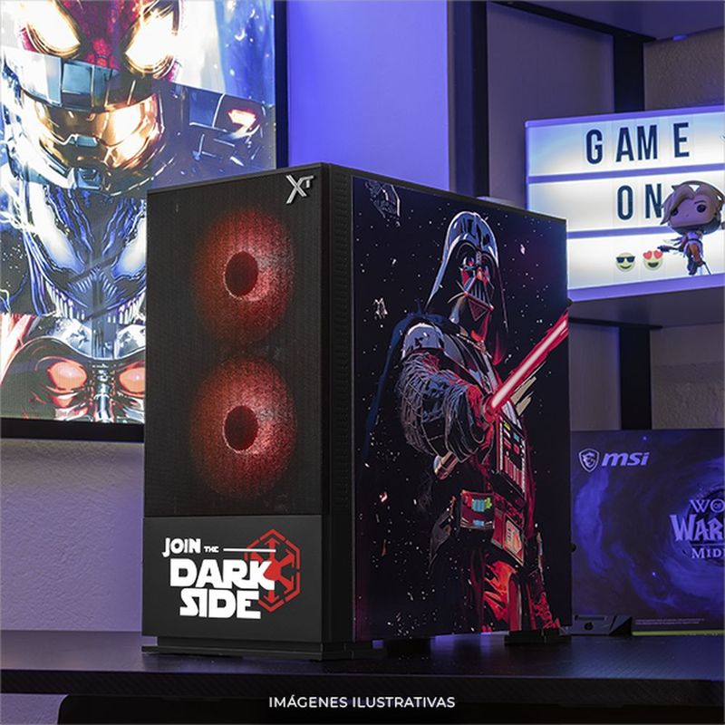 Gabinete xtreme pc darth vader edition mini torre 3 fan argb