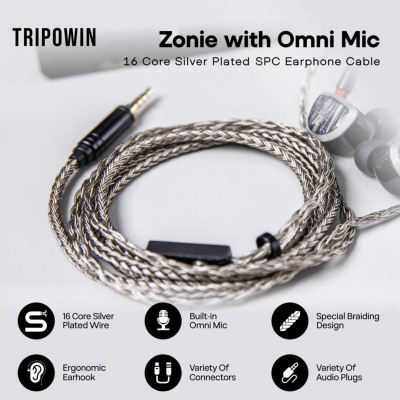 Cable IEM Linsoul Tripowin Zonie 125 m con micrófono