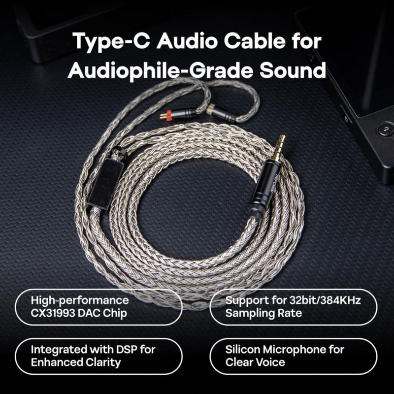 Cable IEM Linsoul Tripowin Zonie 125 m con micrófono