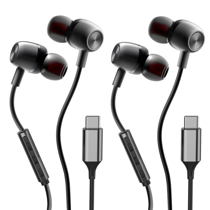 Audífonos USB‑C para Samsung S24 S23 FE S22 S21 S20 A53 A54 y iPhone 17 Pro Max iPhone 16 Pro – Intrauditivos con cable metálico micrófono control de