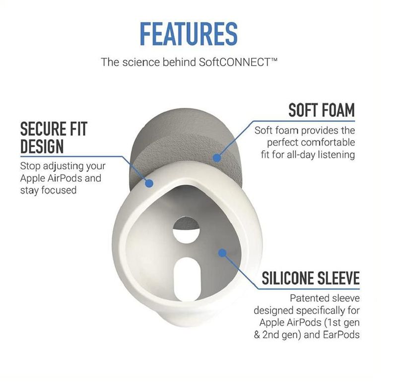 Almohadillas para auriculares COMPLY SoftCONNECT gris tamaño grande (2 pares)