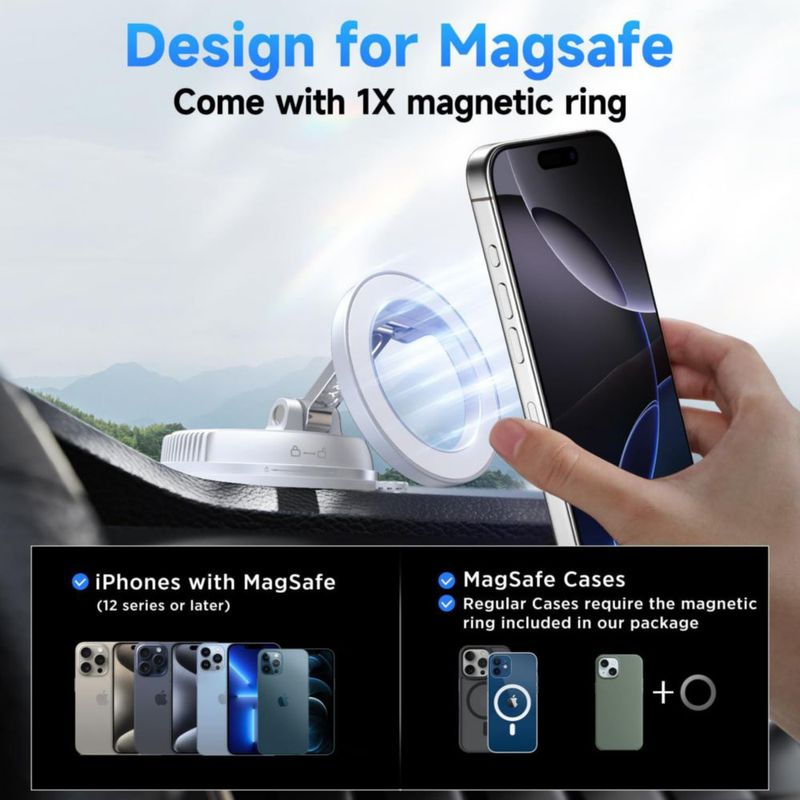 Soporte para teléfono de coche ANDERY Magsafe succión máxima 78 lb (35 kg)
