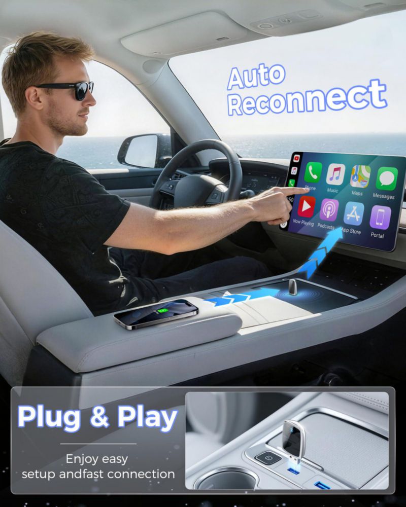 Adaptador CarPlay inalámbrico vnilrgle para iPhone iOS 10+