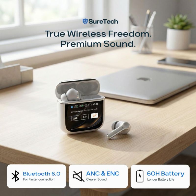 Audífonos SureTech Bluetooth 6.0 ANC 60 h Blanco
