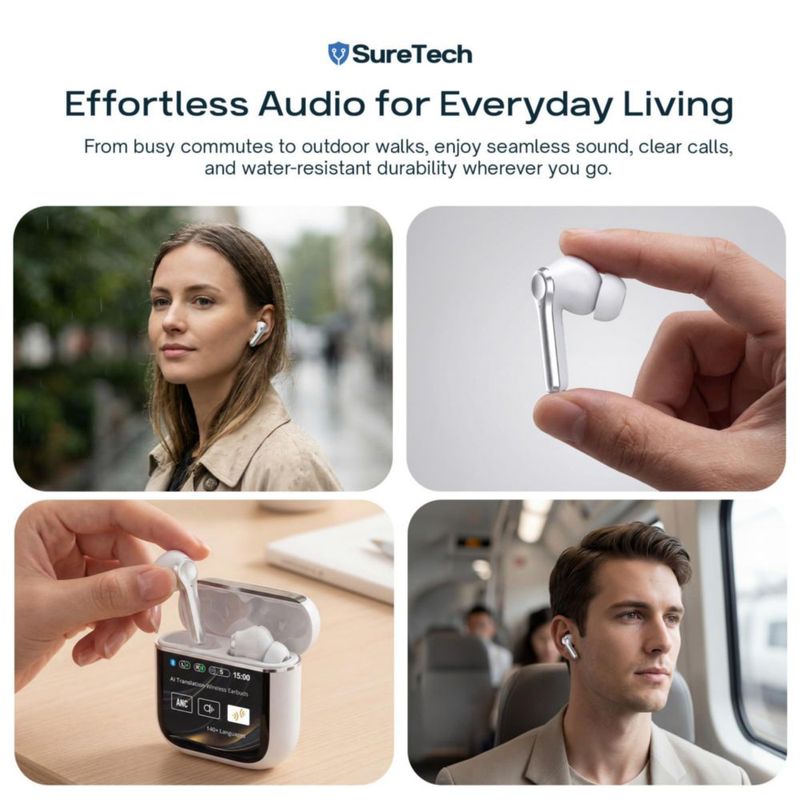 Audífonos SureTech Bluetooth 6.0 ANC 60 h Blanco