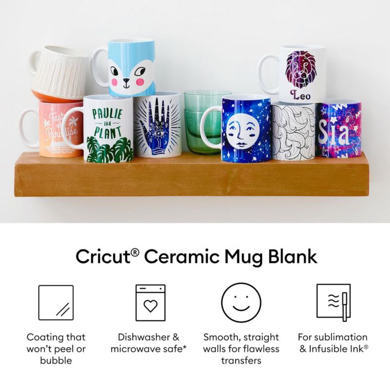 Juego de 4 tazas en blanco Cricut 425 ml cerámica blanca