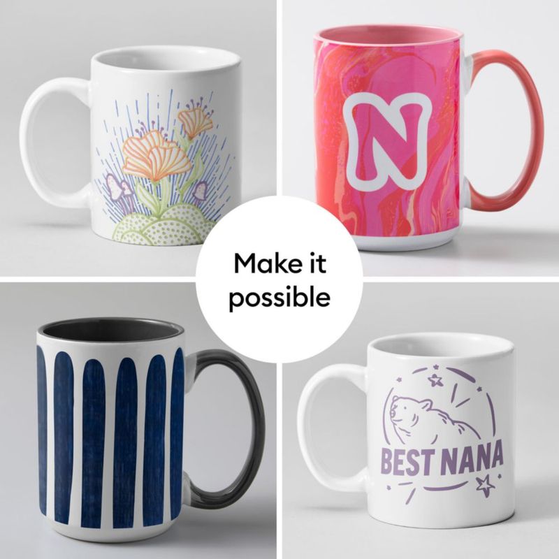 Juego de 4 tazas en blanco Cricut 425 ml cerámica blanca