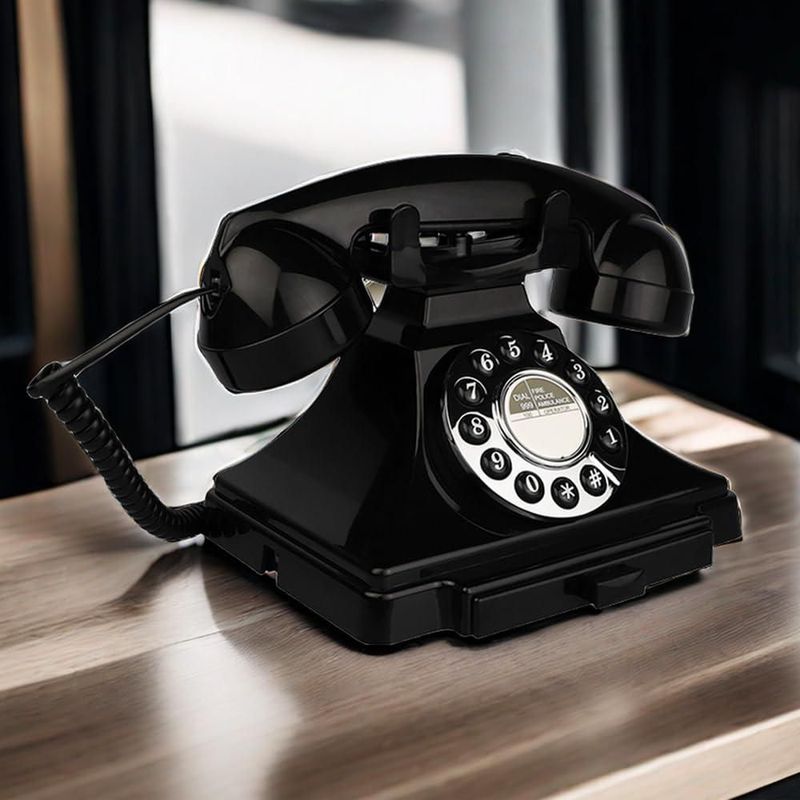 Teléfono de línea fija Artisam Retro negro con cable vintage