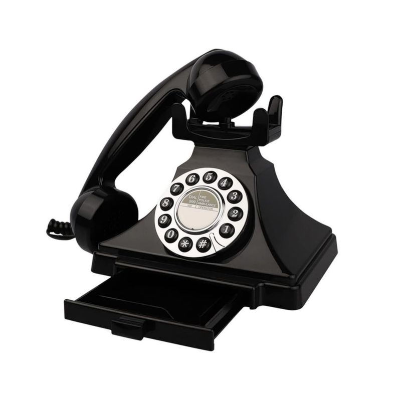 Teléfono de línea fija Artisam Retro negro con cable vintage