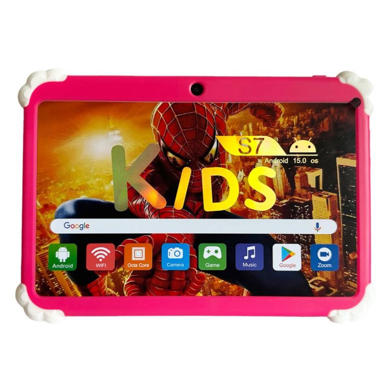 Tablet Infantil Spider-Man SPU7 7" IPS 16GB RAM + 256GB Octa-Core Android Case Anti-Caídas, color Rosa