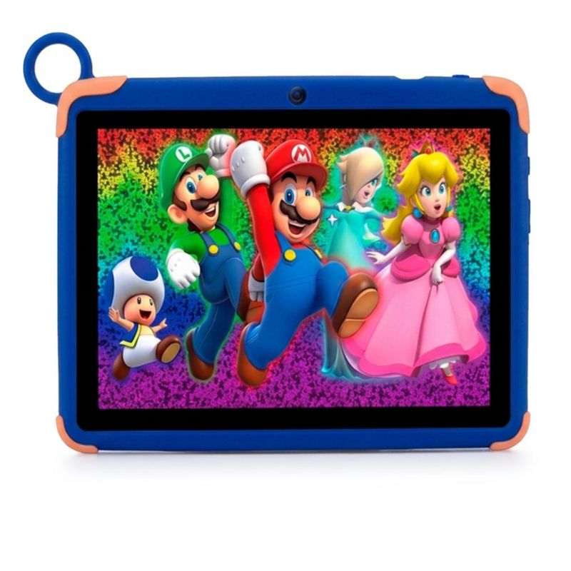 Tablet Infantil Super Mario Bros M8 7" IPS 16GB RAM + 256GB 8 Core Android Funda Integrada, color azul