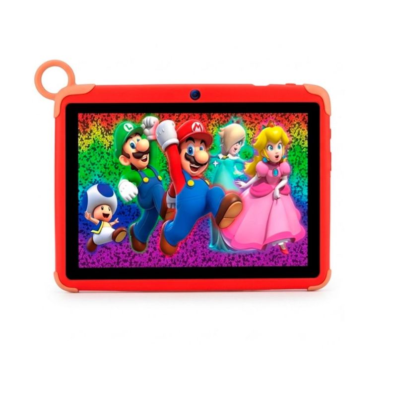 Tablet Infantil Super Mario Bros M8 7" IPS 16GB RAM + 256GB 8 Core Android Funda Integrada, color Rojo