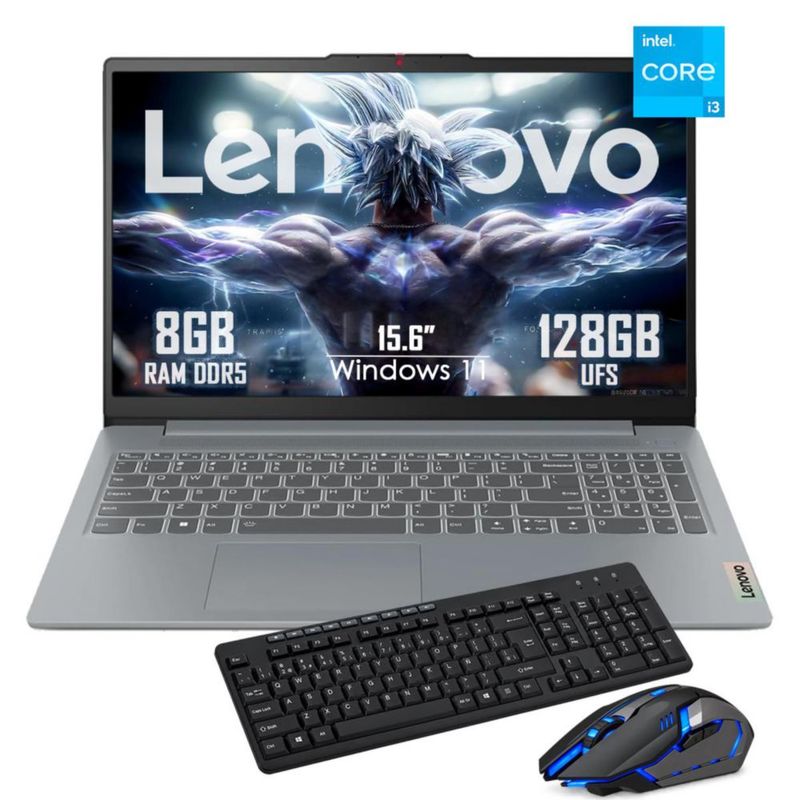 Laptop Lenovo Slim 3i 15.6" Intel Core i3-N305 8GB RAM 128GB UFS Windows 11 + Teclado y Mouse