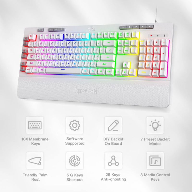 Teclado para juegos de membrana Redragon K512 Shiva con retroiluminaci