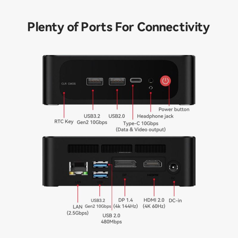 Mini PC Beelink Ryzen 7 7735U 16 GB 500 GB Wi‑Fi 6