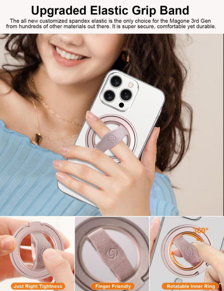 Agarre para teléfono EWA MagOne 3ª generación MagSafe rosa