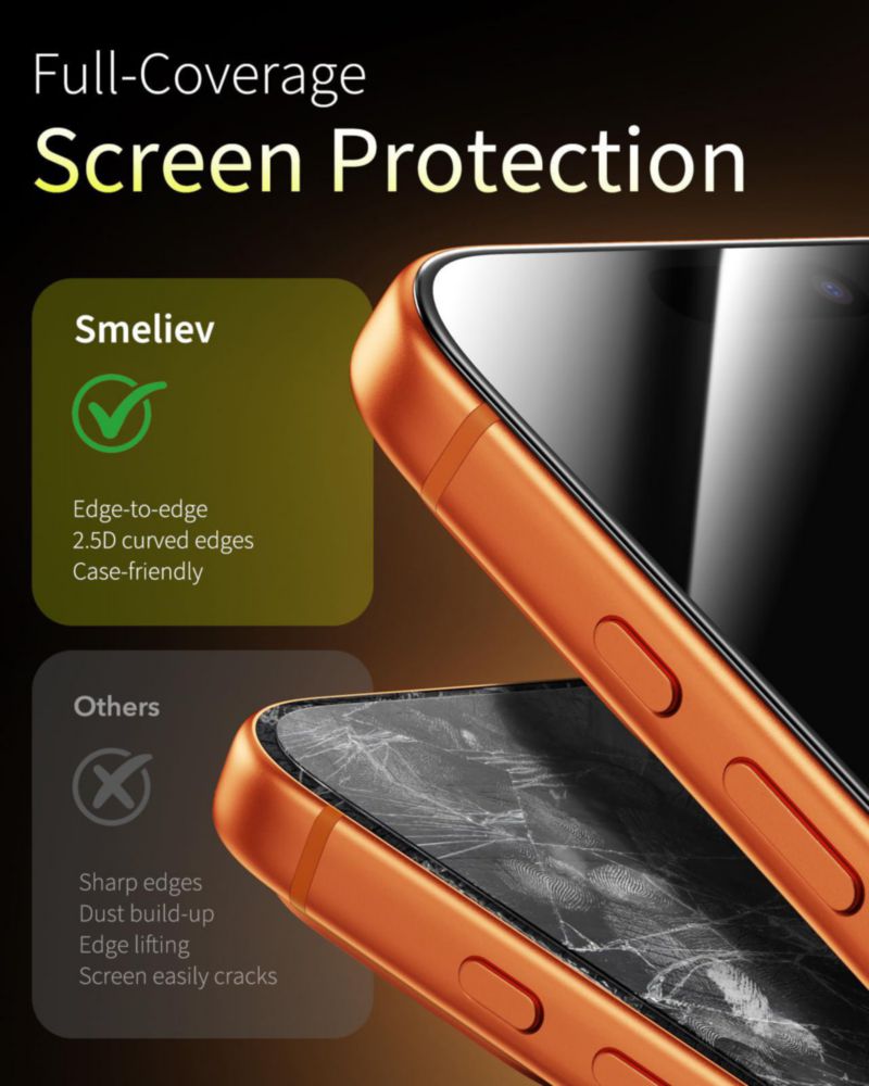 Protector de pantalla Smeliev para iPhone 17 Pro Max - Pack de 3
