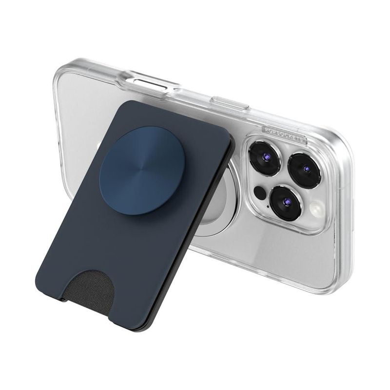 PopSockets Soporte para teléfono con cartera abatible color azul marino