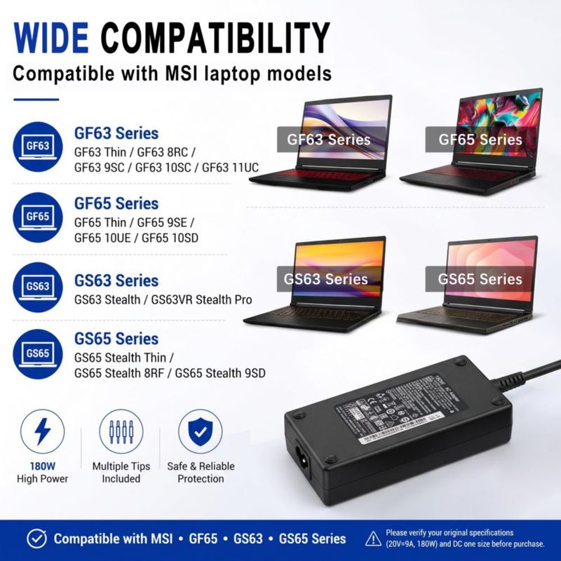 Adaptador de corriente AC LIFKAHY 180W 19.5V para portátil gaming MSI