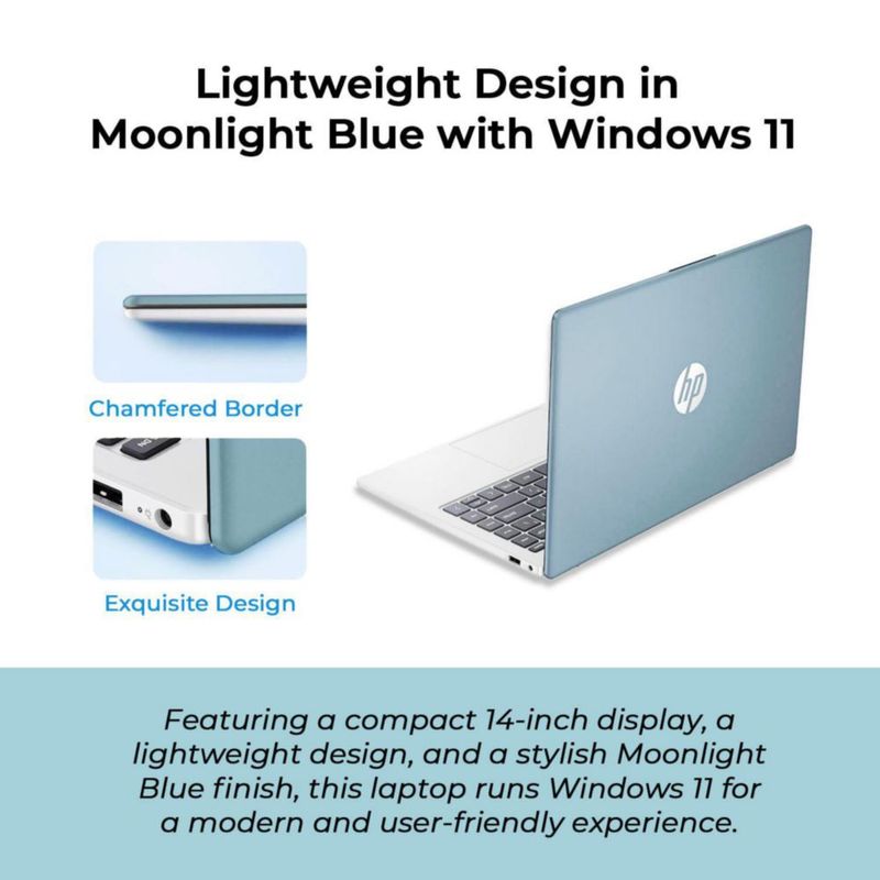 Portátil HP 356 cm AMD 4 GB RAM 128 GB SSD Win11 Azul