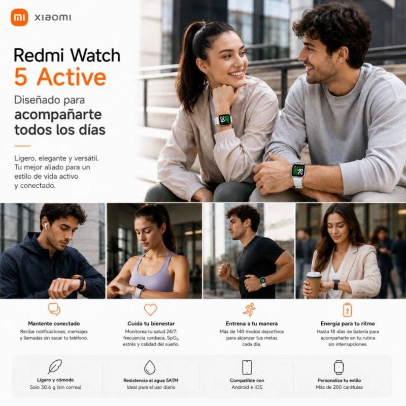 Smartwatch Redmi Watch 5 Active + Bocina Sanag X6S