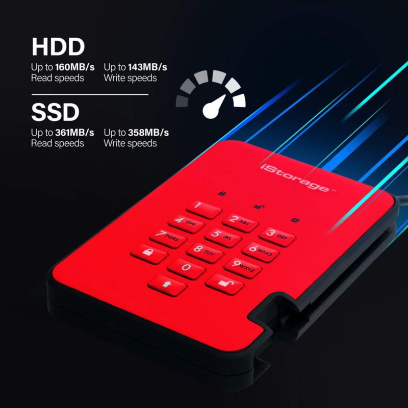 SSD iStorage diskAshur2 128 GB Rojo – Unidad Segura