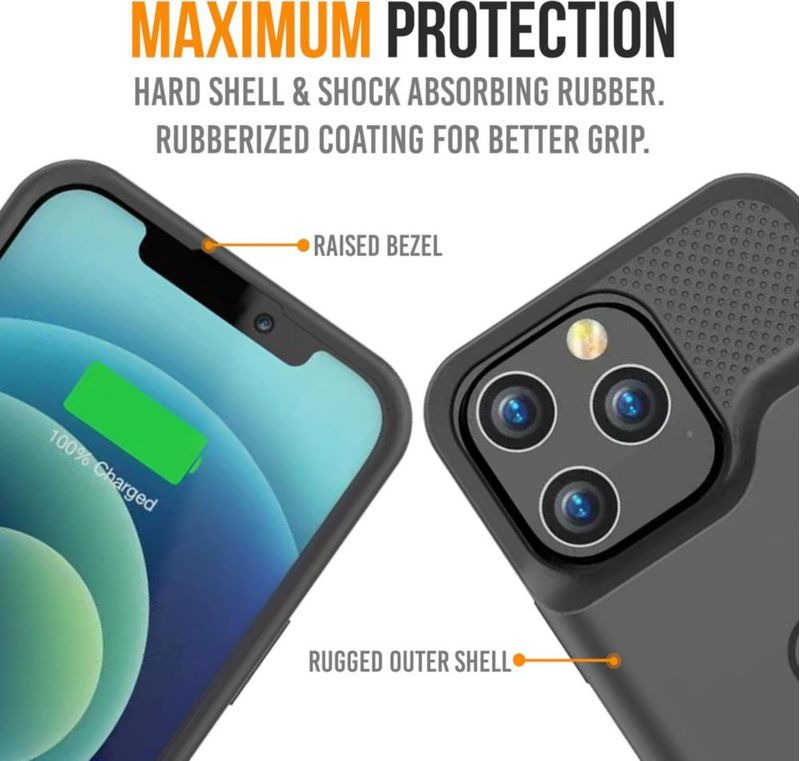 Funda Batería Alpatronix para iPhone 13 Pro Max/12 Pro Max (6.7 pulgadas) Funda Protectora Cargador Portátil Delgado y Resistente Carga Inalámbrica