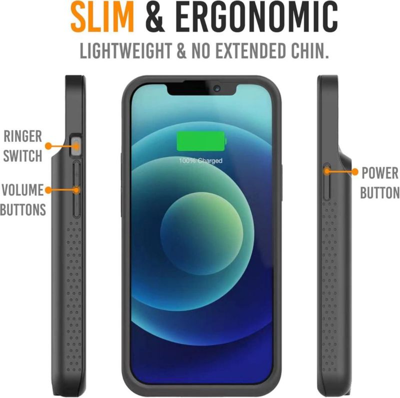 Funda Batería Alpatronix para iPhone 13 Pro Max/12 Pro Max (6.7 pulgadas) Funda Protectora Cargador Portátil Delgado y Resistente Carga Inalámbrica