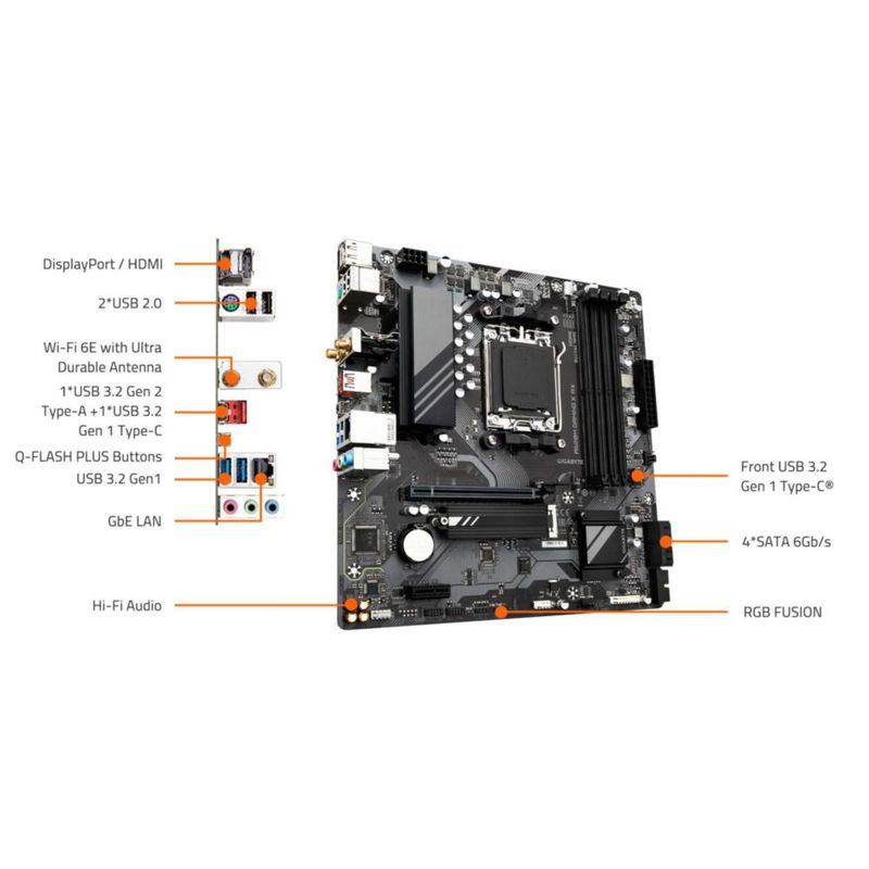Placa Madre GIGABYTE A620M Gaming X AX DDR5 Wi-Fi 6E