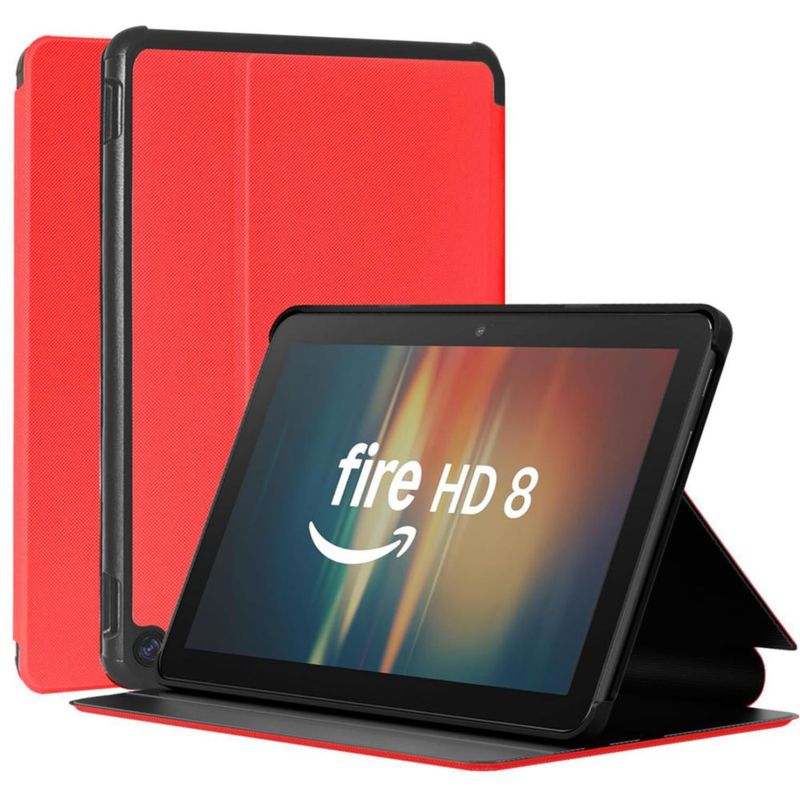 Funda para Tablet Riaour 20 cm Roja con Soporte Magnético Inteligente