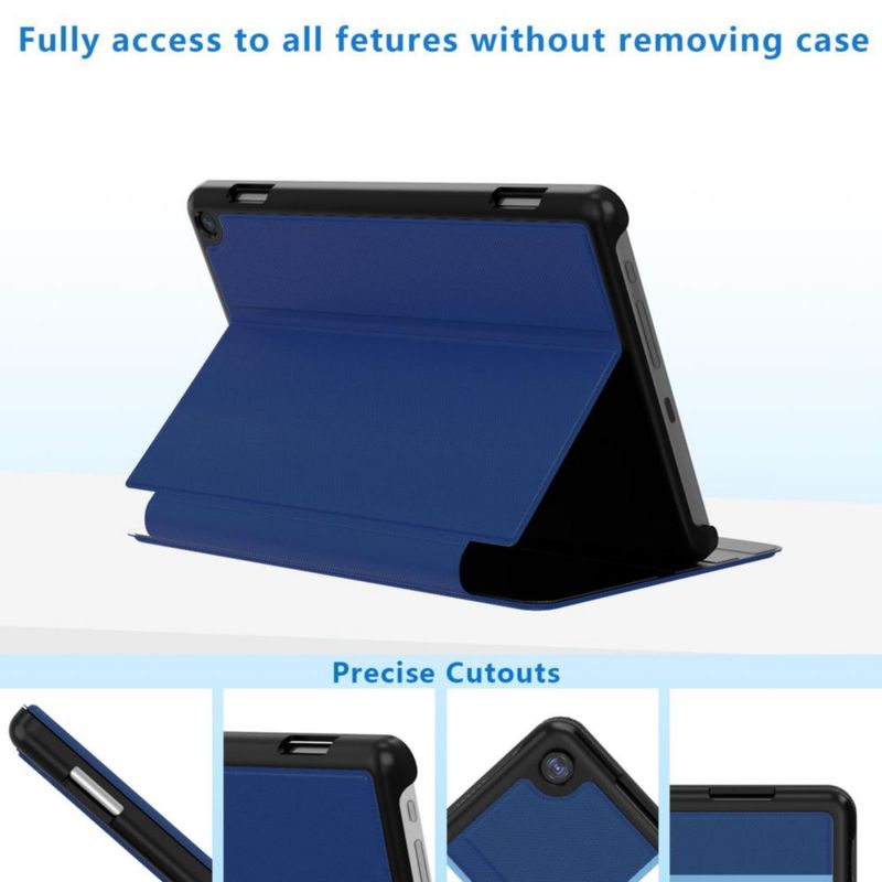 Funda para Tablet Riaour 20 cm con Soporte Inteligente Inalámbrico Azul Oscuro