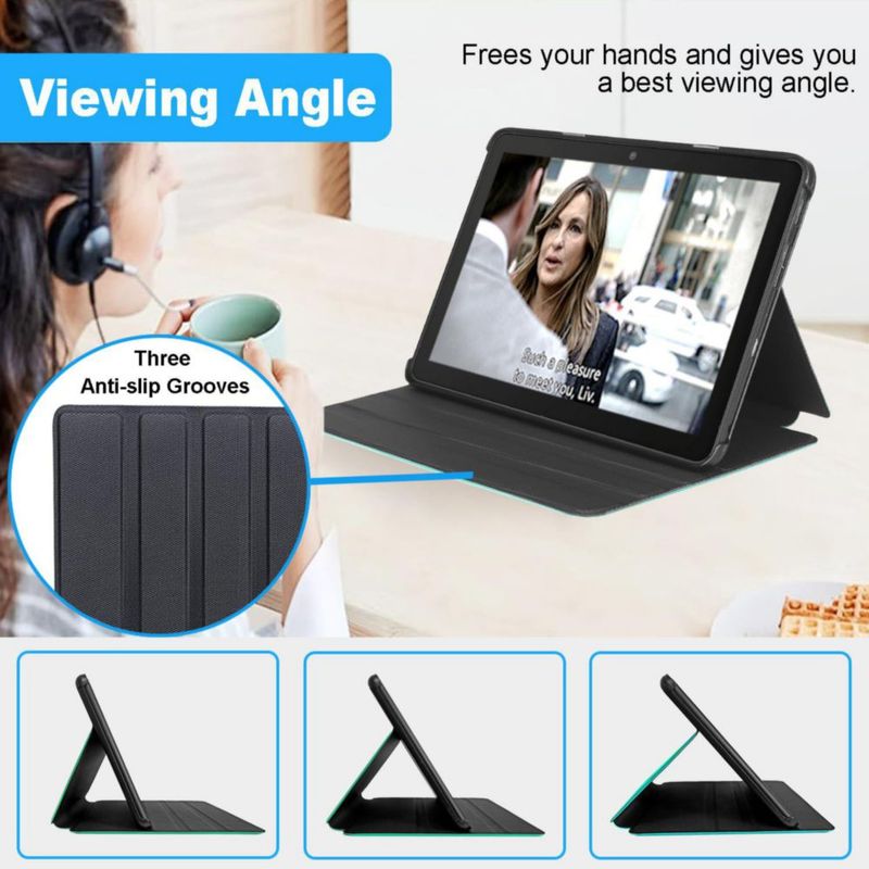Funda para Tablet Riaour 20 cm con Soporte Inteligente Inalámbrico Azul Oscuro