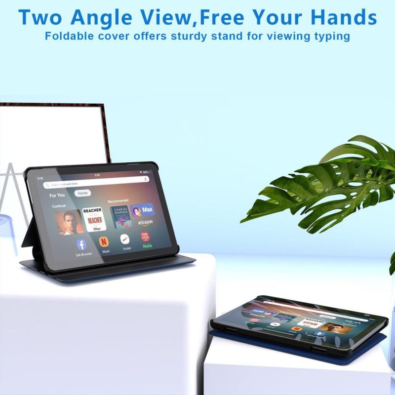 Funda para Tablet Riaour 20 cm con Soporte Inteligente Inalámbrico Azul Oscuro