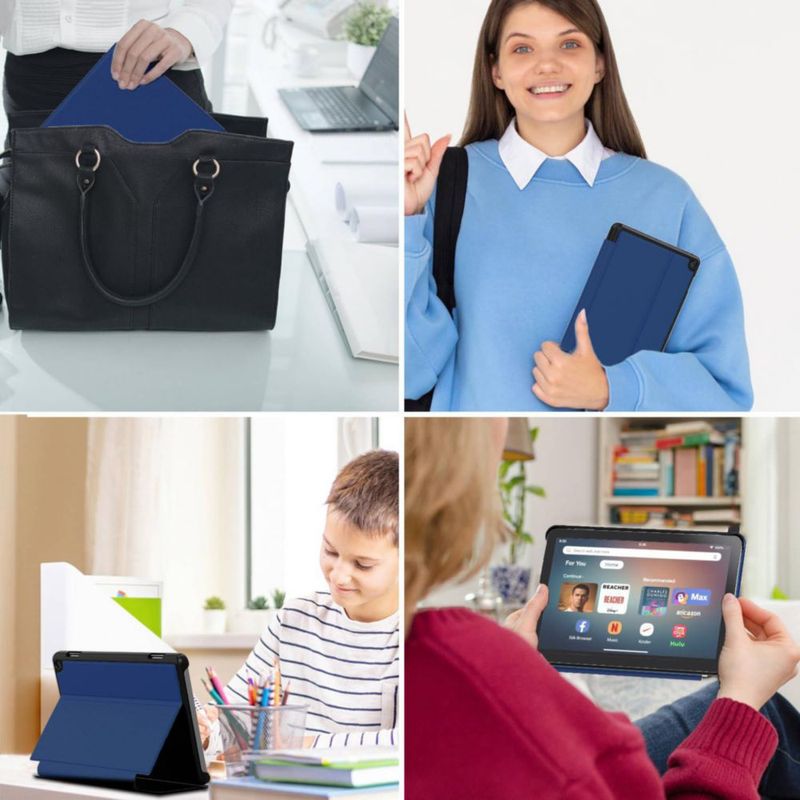 Funda para Tablet Riaour 20 cm con Soporte Inteligente Inalámbrico Azul Oscuro