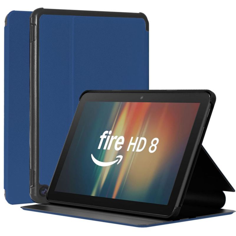 Funda para Tablet Riaour 20 cm con Soporte Inteligente Inalámbrico Azul Oscuro