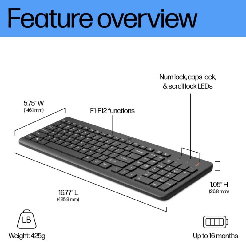 Teclado HP 220 Inalámbrico 2.4GHz Win/Mac