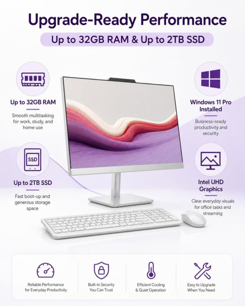 PC Todo en Uno Lenovo 24" FHD Wi‑Fi 6 con Windows 11