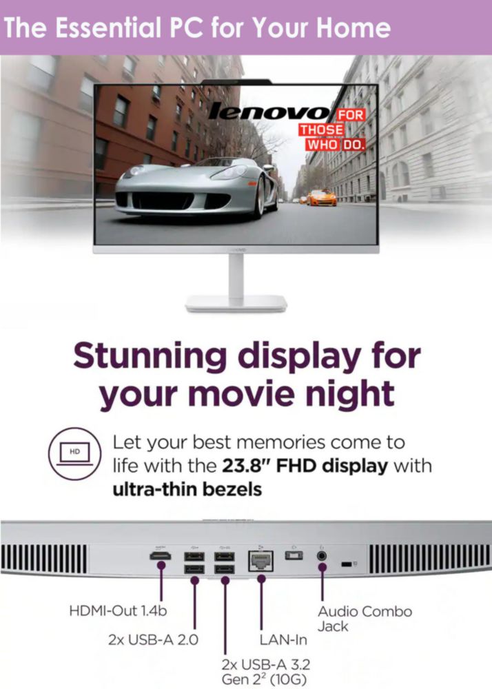 Todo en uno Lenovo 24" 16 GB RAM 512 GB SSD Wi‑Fi 6
