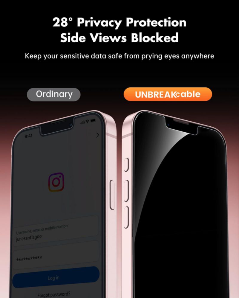 Protector de Pantalla UNBREAKcable iPhone 17e 6.1" Privacidad Paquete de 2