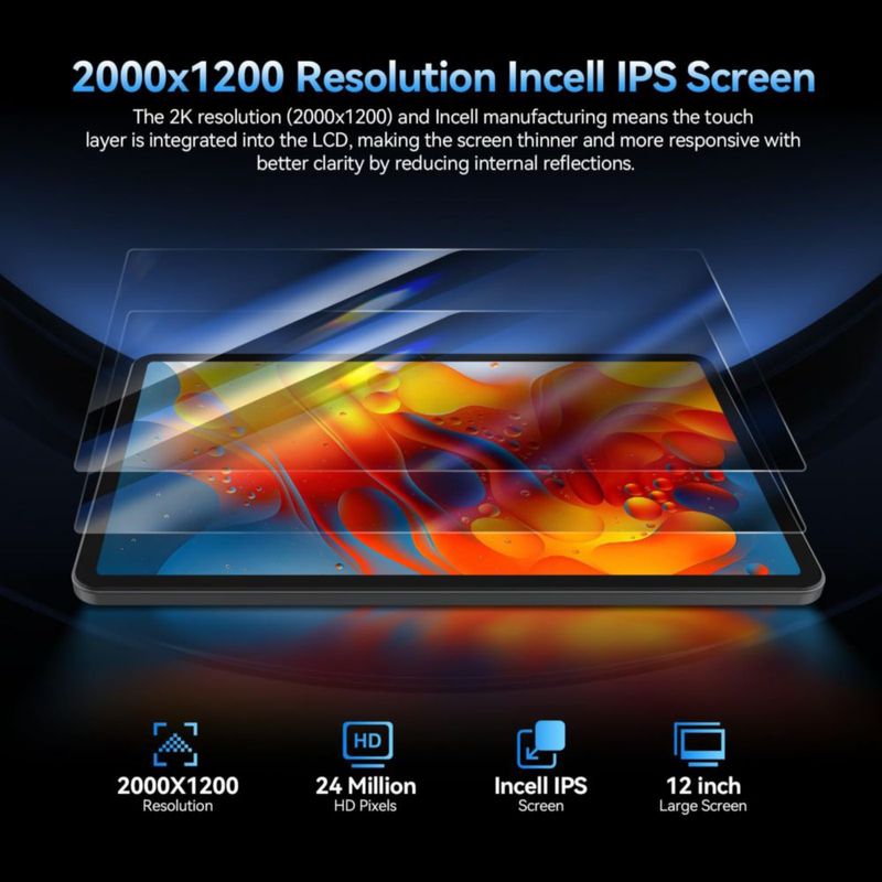 Tablet MEIZE de 12 pulgadas 2K 256 GB+1 TB 10000 mAh 5G Wi‑Fi