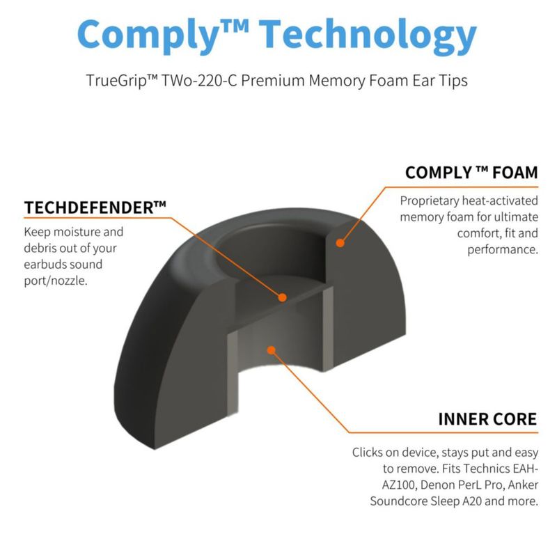 Puntas para auriculares COMPLY TWo-220-C negras talla grande