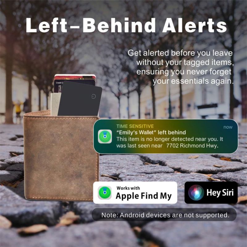 Rastreador de cartera Eelexa recargable paquete de 2 compatible con Apple Find My